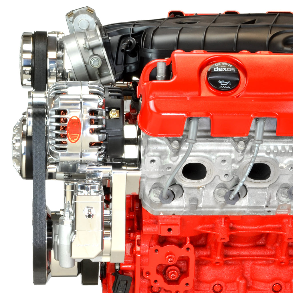 Concept One Pulley Systems: Chevy LT Victory Series Kit with Alternator, A/C and Power Steering, side view