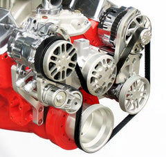 Concept One Pulley Systems: Chevy Small Block Victory Series Kit with Alternator, front view close up