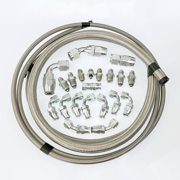 Power Steering Hose Kit Braided Stainless | GM Steering Box - Hydroboost