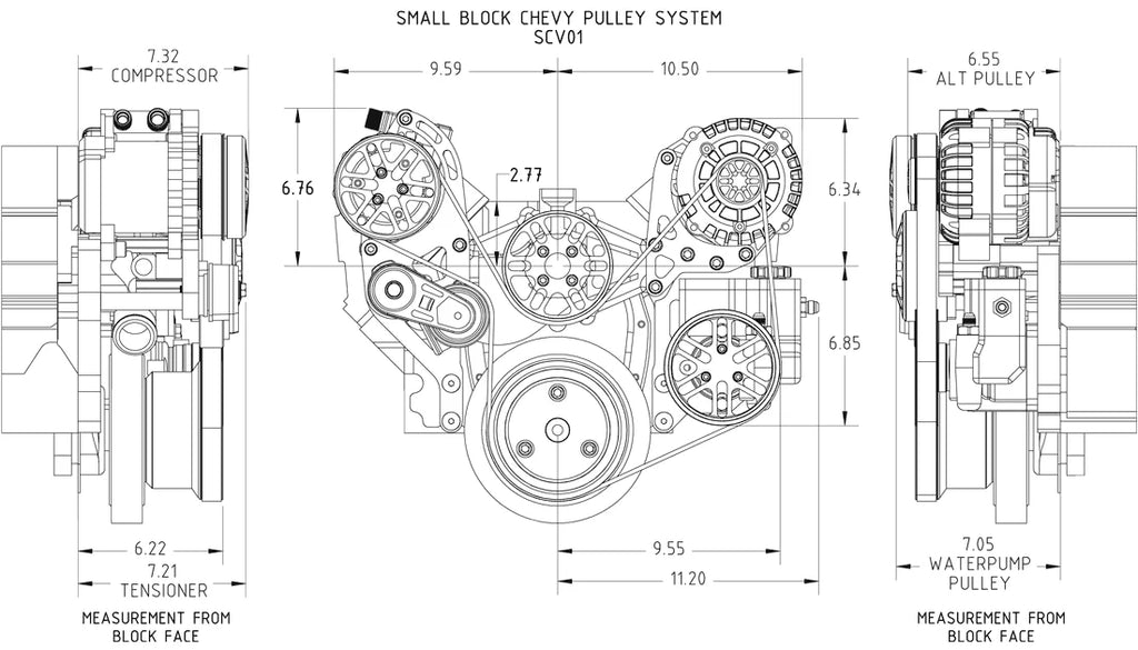 SB Chevy Serpentine Pulley Kit - Alternator, AC, Power Steering | Victory Series