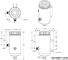 Hydroboost Remote Power Steering Reservoir (Two Return Fittings)