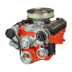 Concept One Pulley Systems: Chevy Big Block Driver Series Kit with Alternator, A/C and Power Steering, front view angled anodized clear