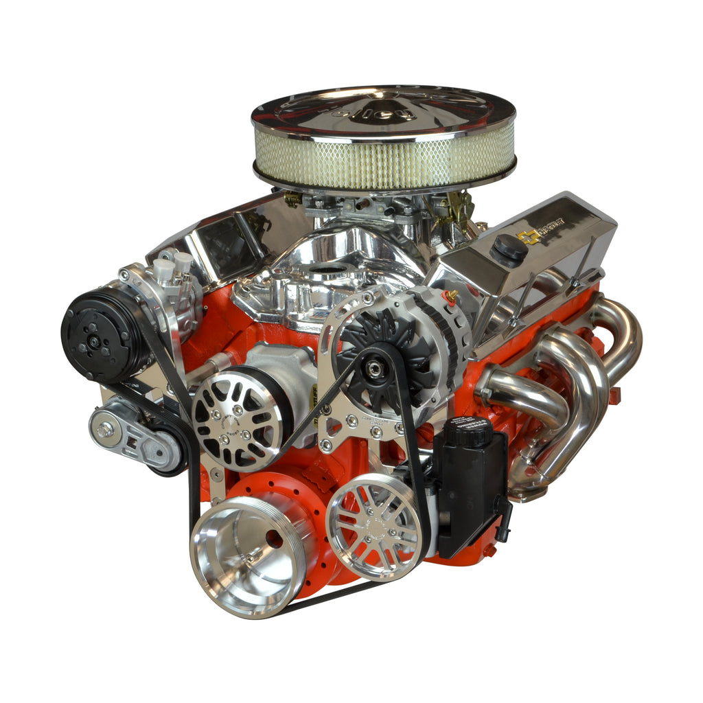 Concept One Pulley Systems: Chevy Small Block Driver Series Kit with Alternator, A/C and Power Steering, front view angle