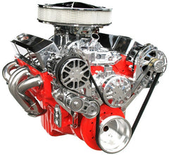 Concept One Pulley Systems: Chevy Small Block Victory Series Kit with Alternator and A/C, front view angle
